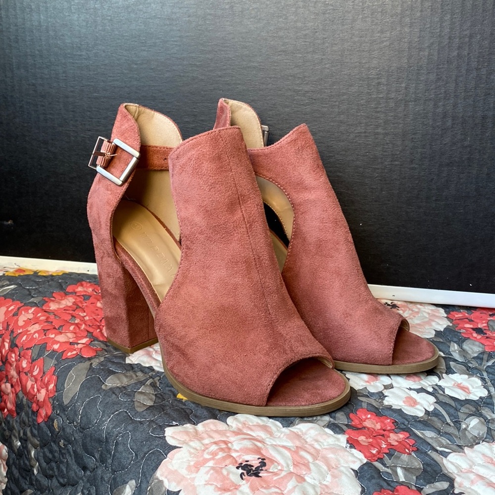 Pink/blush open toe heels